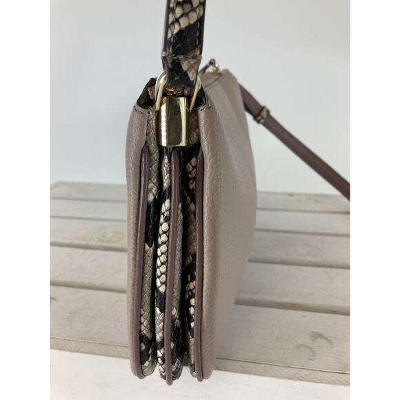 KATE SPADE, TAUPE LEATHER, SNAKE PRINT WOMENS CROSSOBODY BAG - Picture 7 of 15